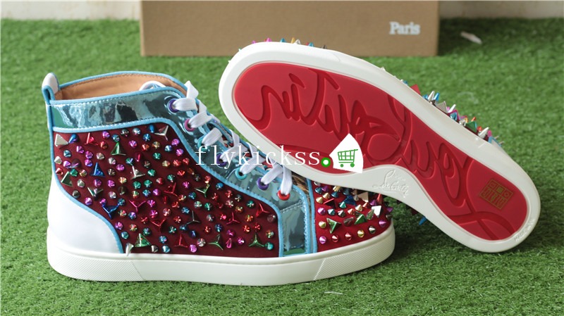 Christian Louboutin Colorful Spike High Top Flat Sneakers